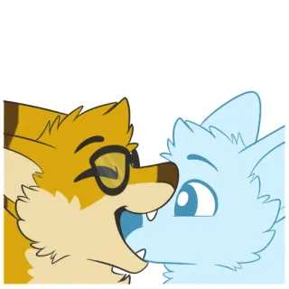 😋 furry, fox, wolf, cartoon, cute, animal, animated telegram sticker