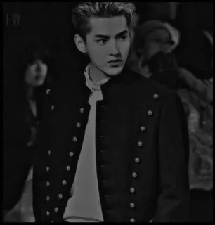 ✨ Kris Wu aktor, piosenkarz, celebryta, portret, czarno-białe telegram sticker