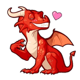 🐲 dragón, dibujos animados, corazón, amor, lindo, animal, fantasía whatsapp sticker