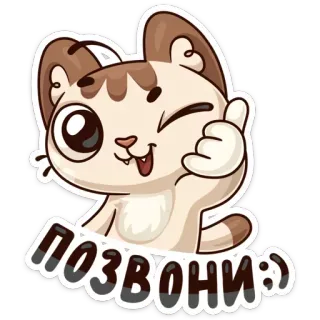☎ позвони gatto, animale, chiamata, testo, cartone animato, carino, adesivo telegram sticker