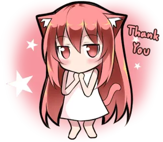 😊 Thank You grazie, carino, gatto, chibi, anime, rosa whatsapp sticker