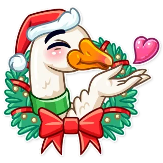 😘 christmas, goose, holiday, cute, sticker, heart, greeting telegram sticker
