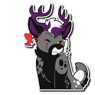 😉 furry, anthropomorphic animal, deer, cute, cartoon, character, antlers, heart telegram sticker