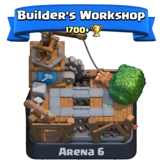 🔰 Builder's WORKSHOP
1700+
Arena 6 Clash Royale, Taller del Constructor, Arena 6, Juego, Juego móvil, Juego de estrategia whatsapp sticker