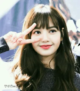 🌝 Lisa 안녕! 🤗 kpop, korean, peace sign, woman telegram sticker