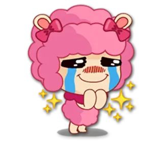 🙏 Schaf, Cartoon, Rosa, Süß, Weinend, Glitzer whatsapp sticker