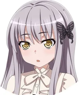 😯 anime, garota, desenho animado, cabelo comprido, fofa, borboleta telegram sticker