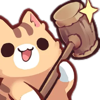 🔨 кот, молоток, животное, мультфильм, милый telegram sticker