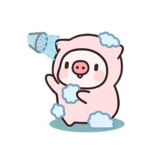 🚿 ブタ, かわいい, お風呂, シャワー, 漫画 telegram sticker