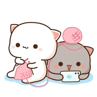 🪡 Katze, süß, Cartoon, stricken, spielen telegram sticker
