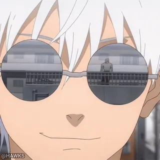 😎 @HAWKS anime, óculos de sol, cabelo branco, personagem telegram sticker