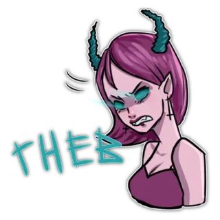 😠 THEB 恶魔, 魔鬼, 生气, 角, 卡通 telegram sticker