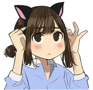 😍 Аниме, Кошачьи ушки, Девочка, Мультфильм, Милый, Стикер telegram sticker