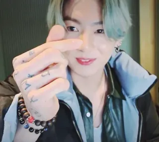 💗 Jungkook Jungkook, BTS, K-pop, Korean pop, finger heart, celebrity telegram sticker