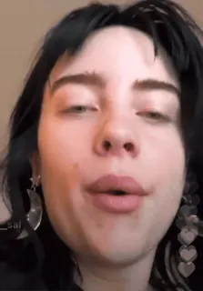😐 Billie Eilish คนดัง, นักร้อง, Billie Eilish, เพลง, ภาพเหมือน telegram sticker