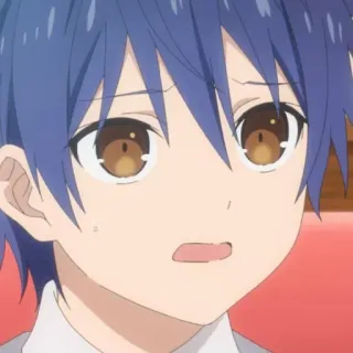 🥺 anime, boy, worried, blue hair, brown eyes telegram sticker