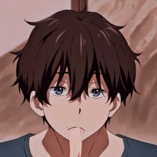 📜 anime, eating, noodles, boy, character telegram sticker