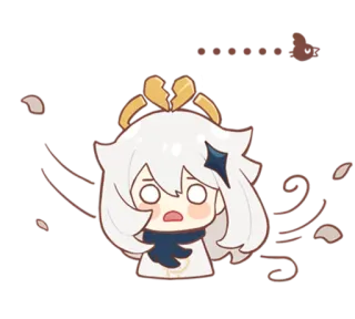 😵‍💫 Paimon Genshin Impact AAAAAAAAH! anime, fluttuante, cibo d'emergenza, spaventato, fantasy telegram sticker