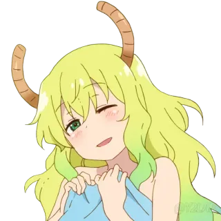 😉 Lucoa Miss Kobayashi's Dragon Maid Anime, Dragón, Waifu, Lindo, Personaje, Guiño, Kawaii whatsapp sticker
