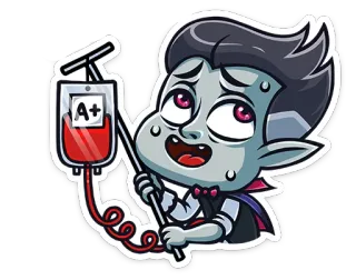 💉 A+ Vampiro, Sangre, A+, Dibujo animado, Pegatina telegram sticker