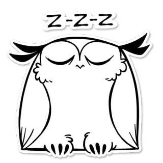 😴 Z-Z-Z 올빼미, 자는, 졸린, zzz, 만화, 새, 휴식 telegram sticker