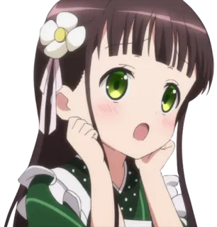 🙌 Аниме, Милый, Девушка, Мультфильм, Персонаж, Цветок, Бант telegram sticker