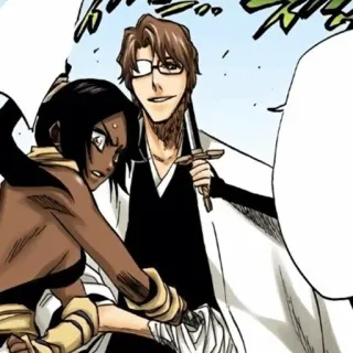 🧬 Sosuke Aizen Bleach 애니메이션, 만화, 검, 캐릭터, 소년, 싸움 telegram sticker