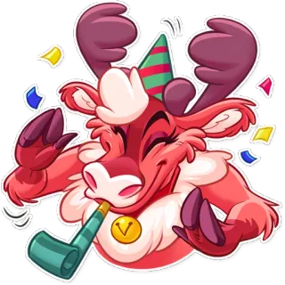 🥳 Rentier, Party, Feier, Konfetti, Cartoon, Festlich, Feiertag, Süß telegram sticker