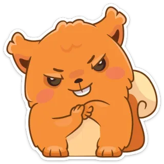 😈 다람쥐, 동물, 만화, 스티커, 주황색 telegram sticker