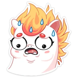 🥵 Kreskówka, Wyraz twarzy, Zmartwiony, Spocony, Zestresowany, Emotikon telegram sticker