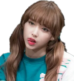 😒 женщина, девушка, язык, азиатка, милая, хвостики, брюнетка telegram sticker