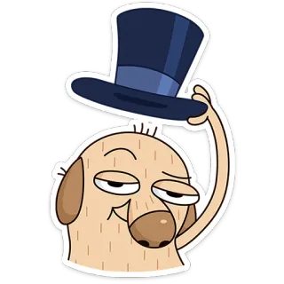 👋 หมา, หมวกทรงสูง, การ์ตูน, สัตว์, ตลก, สติกเกอร์ telegram sticker
