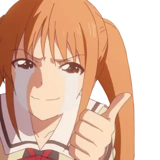 👩 anime, menina, polegar para cima, chorando telegram sticker