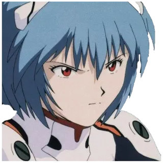 💙 Rei Ayanami Neon Genesis Evangelion anime, rei ayanami, evangelion, blue hair, serious telegram sticker
