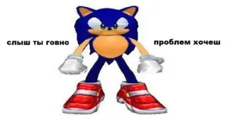 🍄 Sonic слыш ты говно проблем хочеш sonic, video game character, hedgehog, offensive, insulting, russian telegram sticker