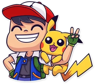 ✌ Ash Ketchum Pokemon pokemon, ash ketchum, pikachu, anime, cartoon, sticker telegram sticker
