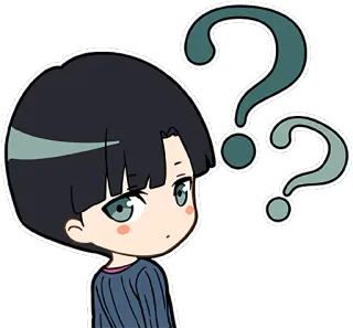 🤔 question mark, unsure, thinking, confused, chibi, anime, cartoon, doubt telegram sticker