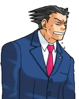 😰 Phoenix Wright Ace Attorney videogioco, personaggio, avvocato, anime, avvocato, tribunale, Phoenix Wright telegram sticker