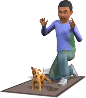 😱 sims, dog, kid, surprise, panic, video game telegram sticker