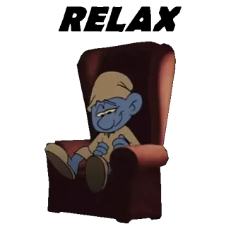 🌴 Sleepy Smurf puffo, assonnato, cartone animato, sedia, stanco telegram sticker