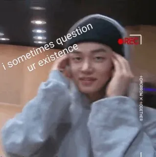 🌸 i sometimes question ur existence 질문, 존재, 밈, 웃긴, 의심, K팝, 아이돌 telegram sticker