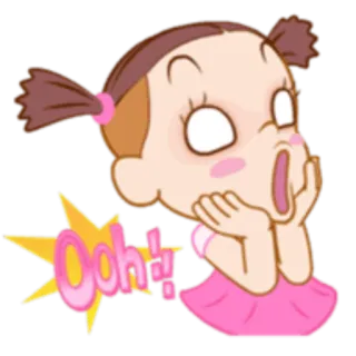 😱 Ooh!! dibujo animado, impactado, sorprendido, exclamación, chica, rosa, exclamación whatsapp sticker
