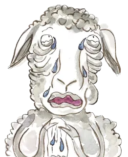 😭 cừu, động vật, khóc, buồn, màu nước, nước mắt telegram sticker