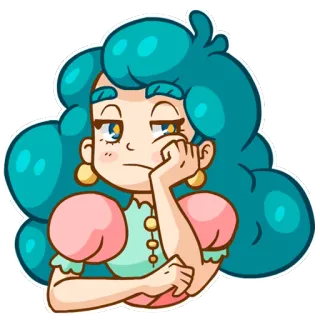 😐 dessin animé, femme, fille, ennuyé, mignon, personnage, illustration telegram sticker