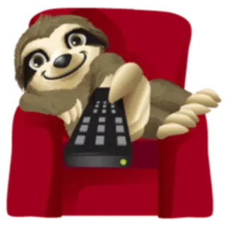 🎬 bicho-preguiça, relaxar, sofá, controle remoto, preguiçoso, relaxar, animal whatsapp sticker