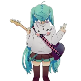 😎 Hatsune Miku 애니메이션 소녀, 기타, 음악, 귀여운, 만화 whatsapp sticker