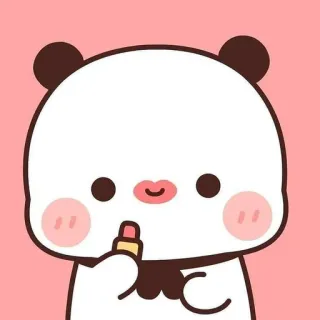 ❤️ Panda, Fofo, Desenho animado, Sticker, Kawaii, Maquiagem, Batom telegram sticker