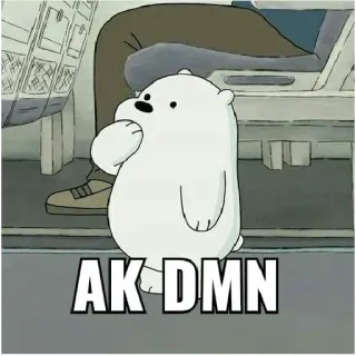 😕 AK DMN polar bear, cartoon, animated, funny telegram sticker