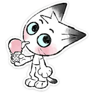 🐱 Katze, Eis, Cartoon, süß, Tier, Dessert whatsapp sticker