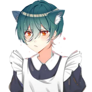 😳 Anime, Orelhas de gato, Maid, Mangá, Fofo, Kawaii, Arte digital telegram sticker